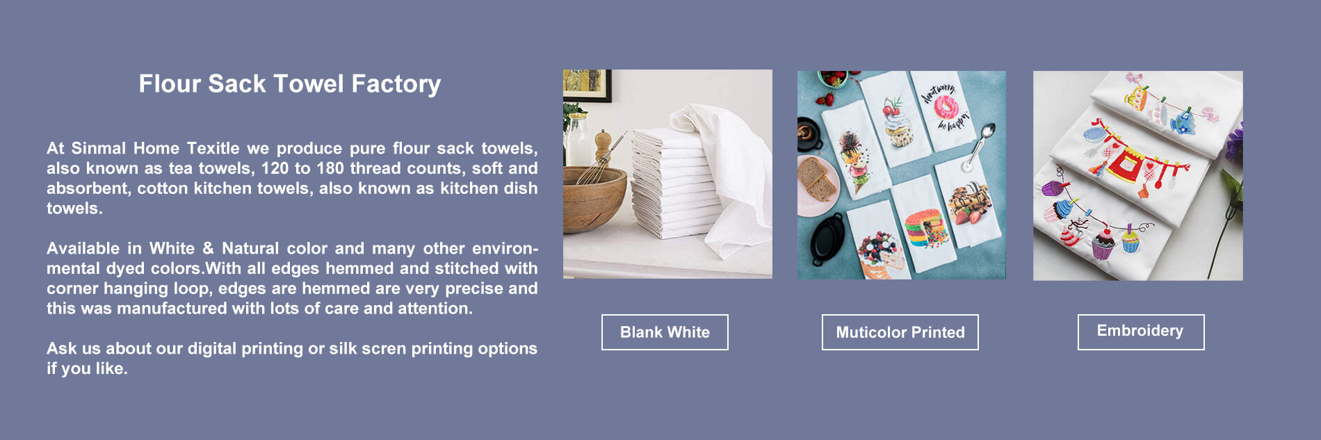 Stack of white flour sack tea towels in a bright kitchen