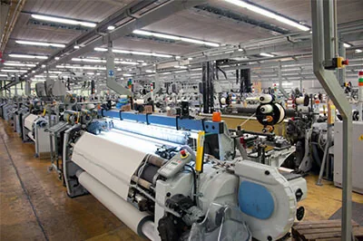 fabric-weaving-bedding-linens Air jet weaving machines producing bedding fabric