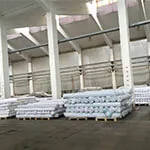Cotton fabric rolls stocked in the Sinmal Textile warehouse