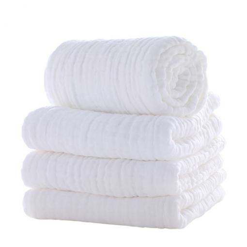 White Muslin Baby Gauze bath towels 6 Layers-white Pre-washed-3